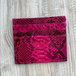 Hot pink python Card holder wallet